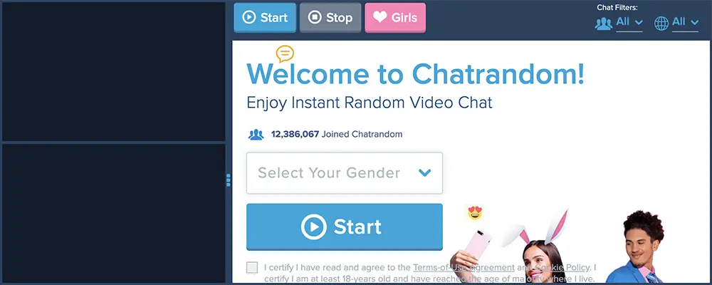 Chatrandom sohbet ekranından görüntü Chatrandom Görüntüsü