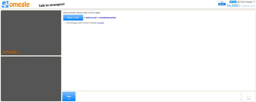 Omegle sohbet ekranından görüntü Omegle Görüntüsü